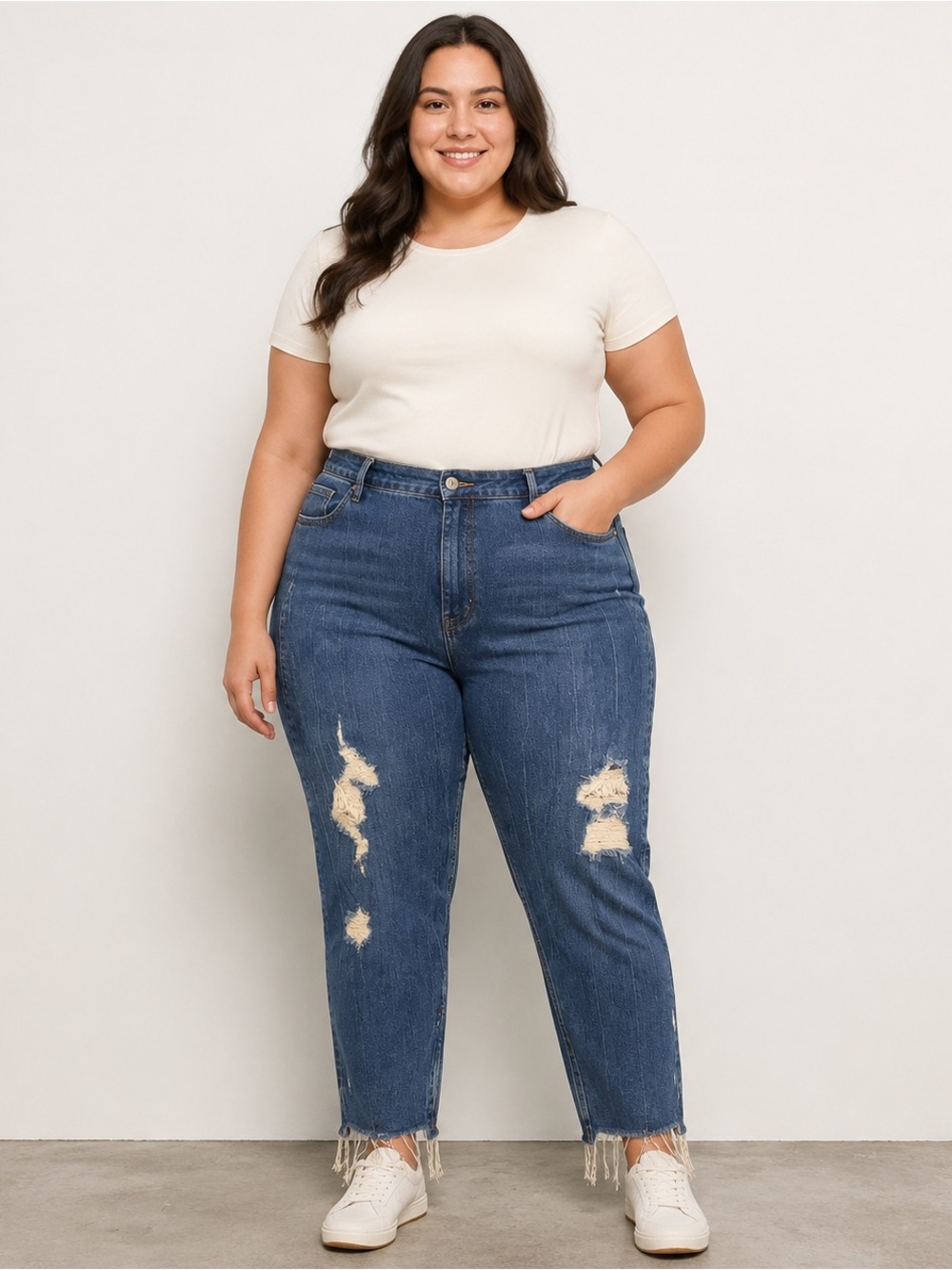 Abercrombie & Fitch High Rise Mom Jeans Size 36/22L Distressed Raw Hem